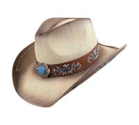 Aewill Westernhut aus Stroh, Cowboyhut, Strandhut