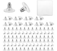 AFCJLTO 100 Stück Ohrring Stopper Ohrstecker Schnalle Universal Ohrring Sicherheit Kugel Ohrstecke,Klar Gummi Ohrring Rücken Kupplung für Damen Verschluss Ohrring Stopper Kunststoff