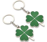 AFCJLTO 2er-Set Kleeblatt-Schlüsselanhänger in grünem Holz als Glücksbringer - Vierblättriges Design für natürliches Glück, für eine Freundin und als Geschenk der Ermutigung oder Ausdauer für Frauen