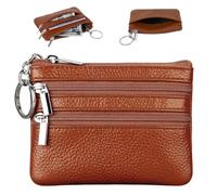 AFCJLTO Exklusives Luxus Schlüsseletui aus Leder für Herren & Damen mit Karten- und Geldfach in eleganter brauner Farbe,Hochwertiges Design & praktischer Schlüsselanhänger im Mäppchen-Format, 1 Stück