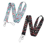 AFCJLTO Schlüsselanhänger aus der Serie mit niedlichem Muster für Damen und Herren - ID Lanyards Strap Abzeichen Lanyards für Handy, Tasche und ID Kartenhalter (2er Set)