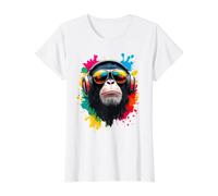 AFFE mit Sonnenbrille, EDM, DJing | DJ & Disc Jockey Preisgünstiges Grafik-T-Shirt, Damen, Weiß, XS