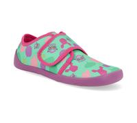 Affenzahn Barfuß Kinderhausschuhe - Slipper Cotton Movy Owl grün/lila 23