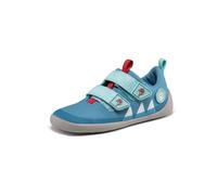 Affenzahn Barfußschuh Baumwolle Lucky Klettverschluss Vegan rutschfest Flexibel Reflektierend für den Sommer in Größe 21-32 Hai - Hellblau