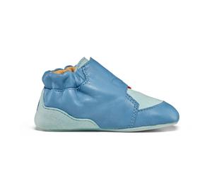 Affenzahn - Kid's Krabbelschuh Leder Crawly - Barfußschuhe, Gr. 16-17, blau (Shark/Blue)