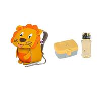 Affenzahn Kleiner Freund Kindergarten-Rucksack & LÄSSIG Brotdose & Trinkflasche Set - Lunch Set mit Lunchbox und Trinkflasche (460 ml)/About Friends Lion