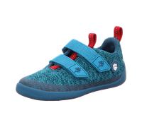 Affenzahn Halbschuh Knit Happy mit Klettverschluss, Vegan, rutschfest, Flexibel, Reflektierend, besonders leicht in Größe 21-32 Hai - Blau