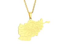 Afghanistan-Karte-Anhänger-Halskette - Trendiger Vintage-Ethno-Land-Stadtnamen-Konturkarten-National-Minimalismus-Anhänger - Für Frauen Und Männer, Patriotischer Charme, Ethnischer Schmuck, Gel