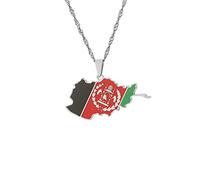 Afghanistan-Karte-Flagge-Halskette Für Männer Und Frauen, Ethnischer Stil, Geometrisches Muster Von Ländergrenzen-Schmuck, Hip-Hop-Charm-Halskette, Stilvolle Patriotische Freundschafts-Halskette,