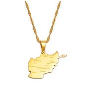Afghanistan-Karte Mit Stadtnamen-Anhänger-Halsketten Für Frauen, Afghanischer Karten-Schmuck, Vintage-Umrisse, Trendige Patriotische Unisex-Accessoires, Geometrische, Verstellbare Kette, Party-