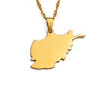 Afghanistan-Kartenhalskette Für Männer Und Frauen, Afghanistan-Kartenhalskette, Schmuck, Modische Schlüsselbeinkette, Halskette Mit Ethnischem Symbolanhänger, Gold, 45 cm Lange Kette
