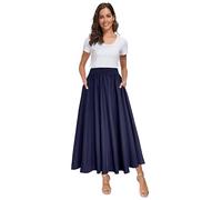 Afibi Damen-Midirock aus Chiffon, hohe Taille, floraler Print, ausgestellter Schnitt, mit Taschen, langer Rock, für Strand