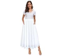 Afibi Damen-Midirock aus Chiffon, hohe Taille, floraler Print, ausgestellter Schnitt, mit Taschen, langer Rock, für Strand