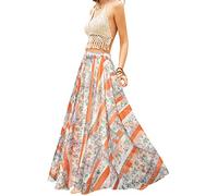 Afibi Maxirock aus Chiffon, langer Rock, Strandrock, knöchellang, A-Orange, XX-Large