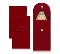 AfitLulu 2 Stück Uhrentasche Samt Uhrenaufbewahrungstasche Eingebaut Uhrenkissen für Damen und Herren, Tragbare Einzeluhr Reisetasche Uhrentasche Geschenktasche mit Druckknopf (Rot)