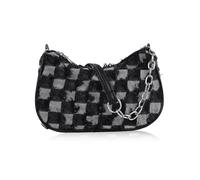 AfitLulu Denim Klein Umhängetasche Damen Trendy Handtasche mit Reißverschluss, Mini Hobo Bag Damen-Umhängetaschen mit Lederkettenriemen für Alltägliche Aktivitäten (Schwarz)