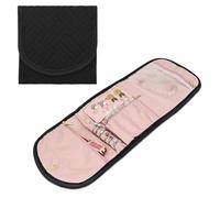 AfitLulu Faltbare Schmuckrolle Tasche Rolle, Schmuckschatulle für Reisen, weich, Damen, tragbar, Schmuck-Organizer für Ohrringe, Ringe, Halsketten, Schmuck (Schwarz)