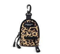 AfitLulu Klein Münzbeutel Mini Rucksackförmige Geldbörse mit Reißverschluss und Karabiner, 2 Taschen Münzgeldbeutel Mini-Schlüsseltasche Münzbörsen mit Abnehmbarer Halsbügel (Braun)