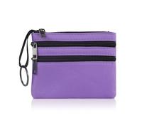 AfitLulu Kleines Portemonnaie Damen Kunstleder Münzgeldbörse mit Schlüsselanhänger und 2-lagiger Reißverschlusstasche, Mini Geldbörse Coin Purse für Münze, Schlüssel, Lippenstift (Lila)