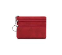 AfitLulu Kleines Portemonnaie Damen Kunstleder Münzgeldbörse mit Schlüsselanhänger und 2-lagiger Reißverschlusstasche, Mini Geldbörse Coin Purse für Münze, Schlüssel, Lippenstift (A-Rot)