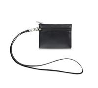 AfitLulu Kleines Portemonnaie Damen Kunstleder Münzgeldbörse mit Schlüsselanhänger und 2-lagiger Reißverschlusstasche, Mini Geldbörse Coin Purse für Münze, Schlüssel, Lippenstift (Schwarz-B)