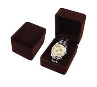 AfitLulu Uhrenbox Einzeln Uhren Aufbewahrungsbox mit Abnehmbaren Uhrenkissen für Damen und Herren, Uhrenkoffer PU-Leder Uhrenaufbewahrungsbox für Armbanduhren, Smartwatches, Armbänder (Samt-Braun)