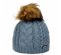 Eisbär Afra Lux Strickmütze Beanie Bommelmütze Skimütze Wintermütze Wollmütze Damen - mit Futter, Futter Herbst-Winter Winter - One Size blau