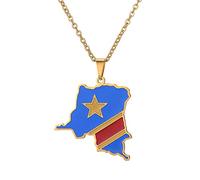 Afrika Demokratische Republik Kongo Karte Halsketten - Karten Kongo Charm Anhänger Schmuck Ethnische Schlüsselbeinkette Für Frauen Männer Patriotischer Pullover Kette Halsketten Geschenke, Ge