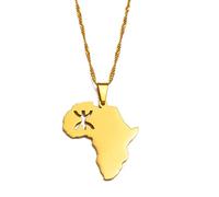 Afrika-Karte Berber-Anhänger-Halsketten, Afrikanischer Berber-Schmuck Für Amazigh-Frauen Und -Männer, Trendiges Unisex-Schmuckzubehör, Regionskarten-Ornamente, Hiphop-Hochzeit, Verstellbare K