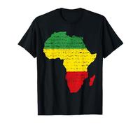 Afrika Karte Reggae Rasta T-Shirt Grün Gelb Rot Afrika T-Shirt