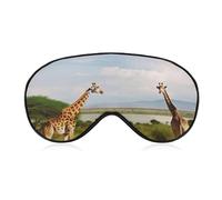 Afrikanische Landschaft und Giraffe Augenmaske, seitliche Schlafmaske, leichte Augenbinde, Schlafmaske, Nasenpolster und Gummiband für Kinder, Frauen und Männer