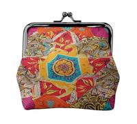 Afrikanische Textil-Patchwork-Druck - Druck Damen kompakte Münzbörse mit Schloss wasserdicht für Reisegeschenke, Schwarz , Einheitsgröße, Lässiger Tagesrucksack