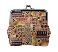 Afrikanische Textil-Patchwork-Druck, leichte, minimalistische Geldbörse, kompakte Münztasche für Besuche und Besorgungen im Fitnessstudio, Schwarz , Einheitsgröße, Münztasche