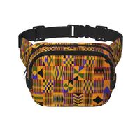 Afrikanische Webtasche, quadratisch, doppellagig, Gürteltasche, Gürteltasche mit verstellbarem Riemen, Laufen, Reisen, Wandern, Schwarz , Einheitsgröße