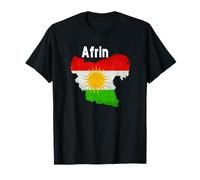 Afrin kurdisch karte Kurdistan Flagge Männer Frauen Teenager T-Shirt