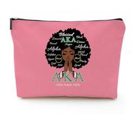 Afroamerikanische Make-up-Tasche für Geldbörse, Leinen, Afro-Schwarz, Kosmetiktasche, inspirierendes Geschenk, kleine lustige Kosmetiktasche, Reisekoffer für Toilettenartikel, Zubehör, Sorority Gift