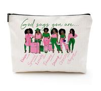 Afroamerikanische Make-up-Tasche für Geldbörse, Leinen, Afro-Schwarz, Kosmetiktasche, inspirierendes Geschenk, kleine lustige Kosmetiktasche, Reisekoffer für Toilettenartikel, Zubehör, Sorority Gift