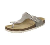 AFS-Schuhe 2107, modische Zehentrenner Damen Sandale aus Leder, Bequeme Pantoletten mit Fussbett Made in Germany (38 EU, antilope Velour)