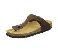 AFS-Schuhe 2107, modische Zehentrenner Damen Sandale aus Leder, Bequeme Pantoletten mit Fussbett Made in Germany (38 EU, braun/Mocca)