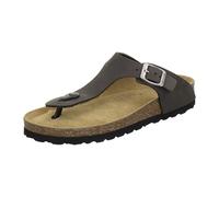 AFS-Schuhe 2107, modische Zehentrenner Damen Sandale aus Leder, Bequeme Pantoletten mit Fussbett Made in Germany (38 EU, stone)