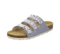 AFS-Schuhe 2133, Bequeme Damen Pantoletten echt Leder, praktische Arbeitsschuhe, Hausschuhe, Handmade in Germany (36 EU, Sky-Flower Leder)