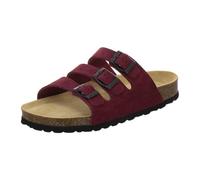 AFS-Schuhe 2133 Damen Sommer Sandalen aus Leder, Bequeme Flache Pantoletten Hausschuhe Fußbett (41 EU, Beere Velourleder)
