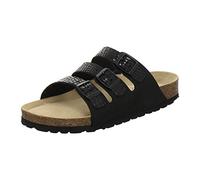 AFS-Schuhe 2133 sportliche Damen Pantoletten aus Leder, praktische Freizeitschuhe, Bequeme Hausschuhe, Made in Germany (43 EU, schwarz/Crocco)