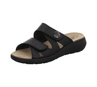 AFS-Schuhe 2808, komfortable Damen-Pantoletten aus Leder, praktische Freizeitschuhe mit Wechselfußbett, Bequeme Hausschuhe (39 EU, Schwarz Glattlder)