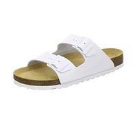 AFS-Schuhe 3100 Bequeme Pantoletten für Herren Leder, Hausschuhe Arbeitsschuhe, Made in Germany (40 EU, Weiß)