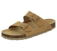 AFS-Schuhe 3100 Bequeme Pantoletten für Herren Leder, Hausschuhe Freizeitschuhe, Made in Germany (48 EU, Braun/Natur)