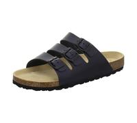AFS-Schuhe 3133, Bequeme Pantoletten für Herren mit Fussbett, sportliche Sandalen mit Schnalle, Arbeitsschuhe Made in Germany (46 EU, Navy Glattleder)