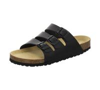 AFS-Schuhe 3133, Sportliche Herren Pantoletten aus Leder, Bequeme Freizeitschuhe und Hausschuhe mit Fußbett, Made in Germany (43 EU, schwarz Glattleder)