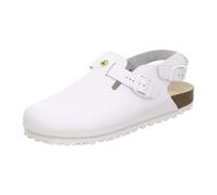 AFS-Schuhe 31940 ESD-Clogs, Bequeme Haus-Schuhe für Damen und Herren, praktische Arbeitsschuhe, hochwertiges, echtes Leder, modische, verstellbare Pantoletten, Made in Germany (40 EU, Weiß)