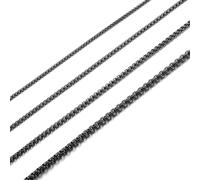 AFSTALR Herren Damen Edelstahl Schwarz kette Halskette Venetian Link Necklace Edelstahlkette Ohne Anhänger Collier 4mm-50cm Box Ketten für Männer Schmuck Herrenkette Chain